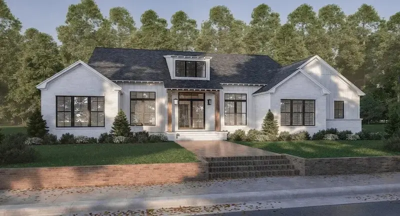 Three-Bedroom Home Plan Featuring Timeless Brick Exterior And Gracious Porches 1