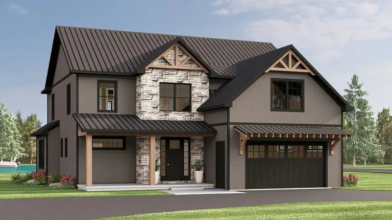 Three-Bedroom Two-Story Plan With Bonus Area And Dramatic Two-Story Great Room 1