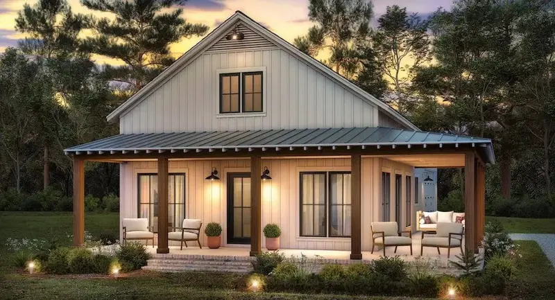 Two-Bedroom Traditional Home With Full Wraparound Porch And Flow-Through Living/Dining/Kitchen Space 1