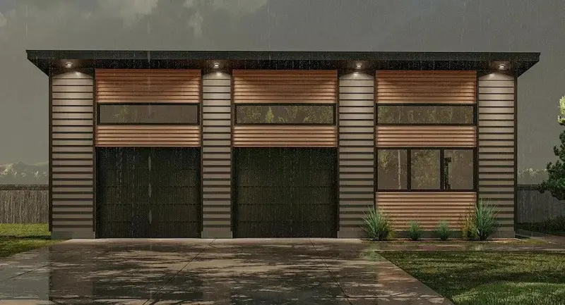 Two-Car Garage Blueprint Including Integrated Workshop Area 1