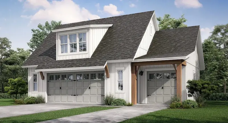 Two-Story Garage Structure With Upper-Level Bonus Space And Side-Entry Parking 1