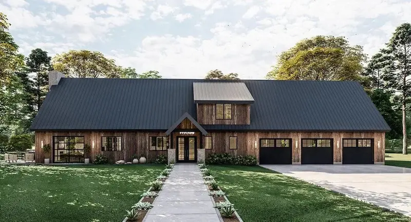 Two-Story Residence Highlighting Outdoor Fireplace And Bright Sunroom 1