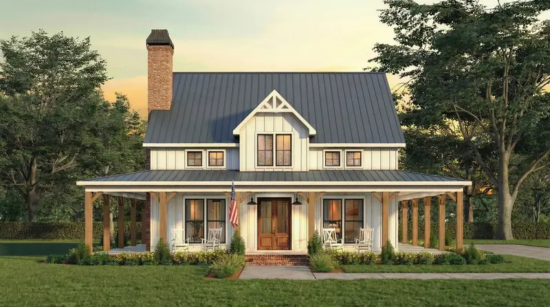Wraparound-Porch Farmhouse | 4-Bed, 2,585 Sq Ft Country-Inspired Design 1