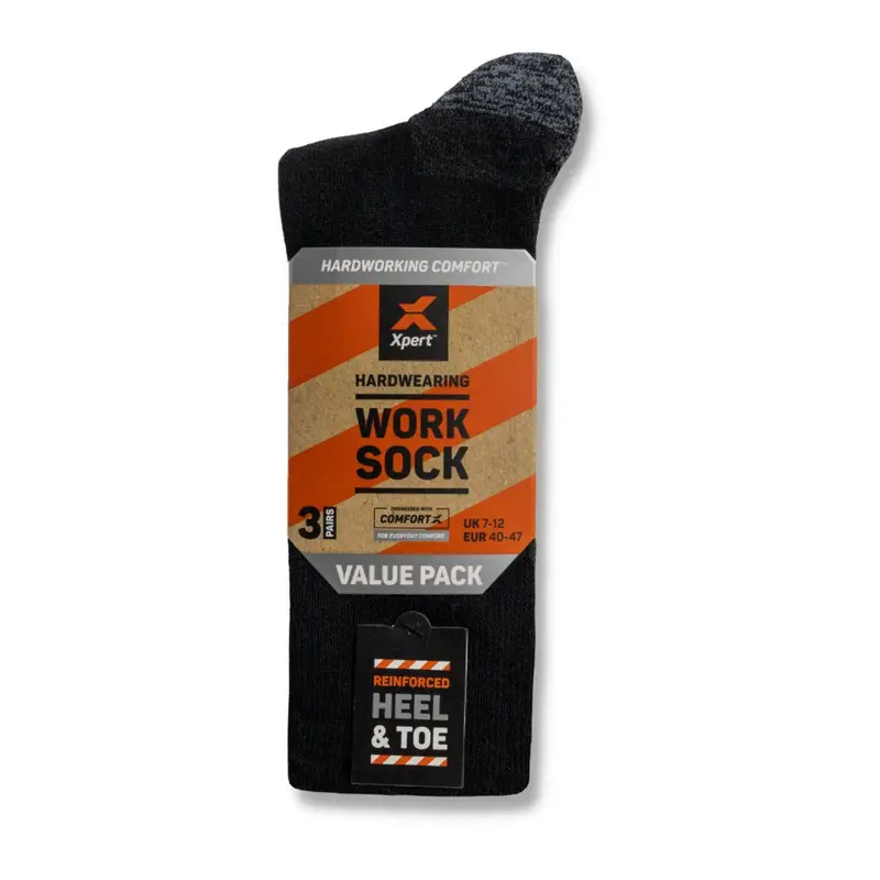 Xpert Core Comfort Work Sock – 3-Pack Cushioned Everyday Sock 1