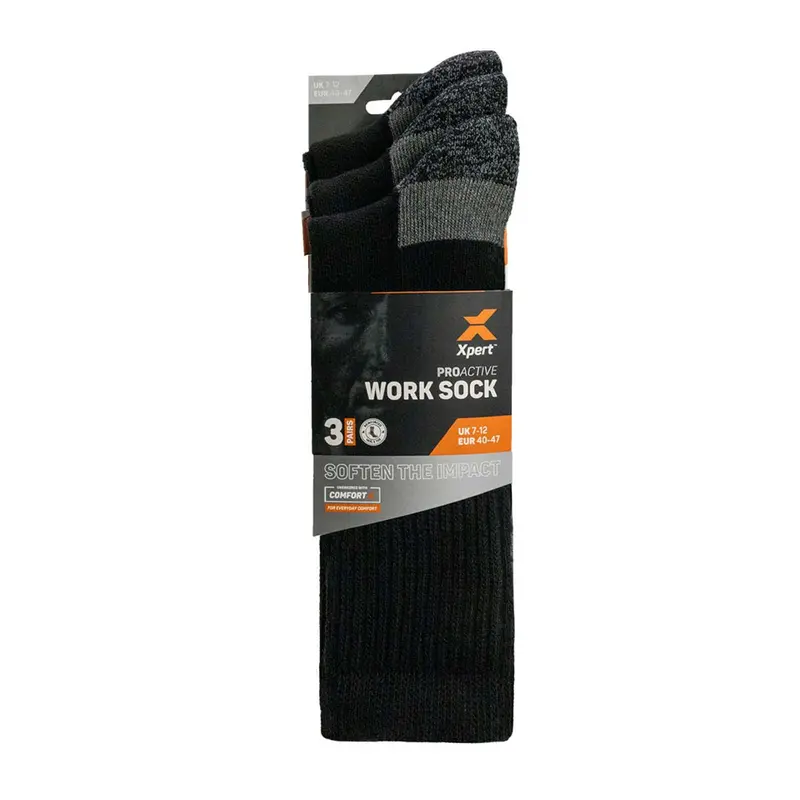 Xpert Pro Active Work Sock – 3-Pack Moisture-Wicking Crew Socks 1