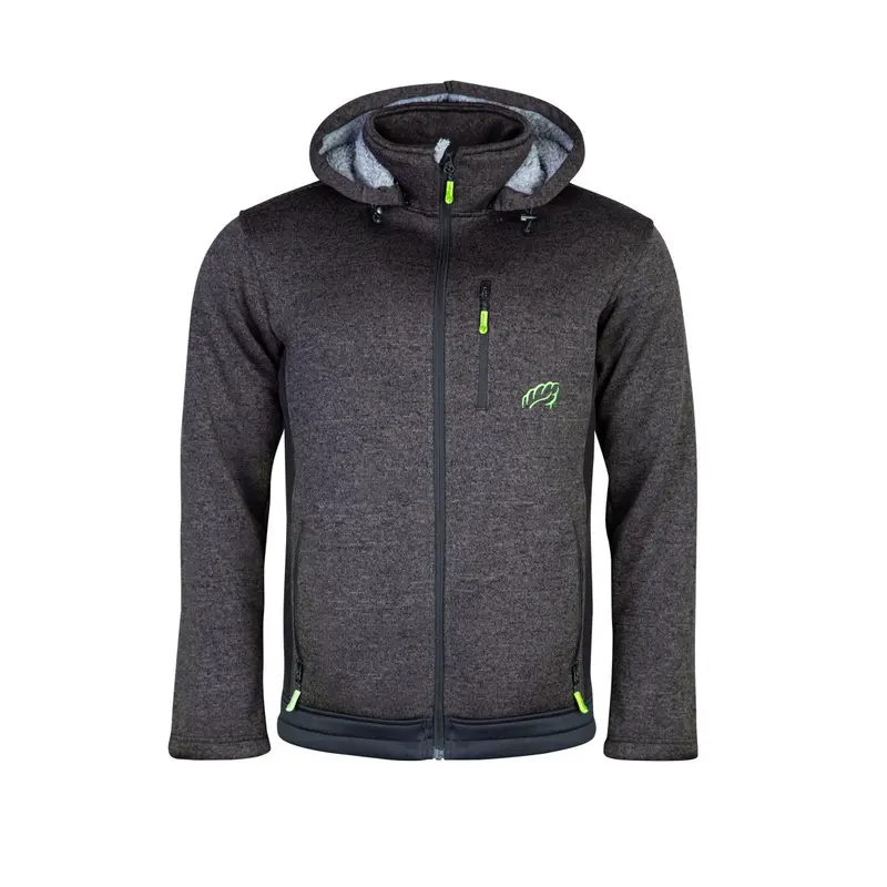 Yeti Fleece-Lined Hooded Knit Jacket – Charcoal Grey 1