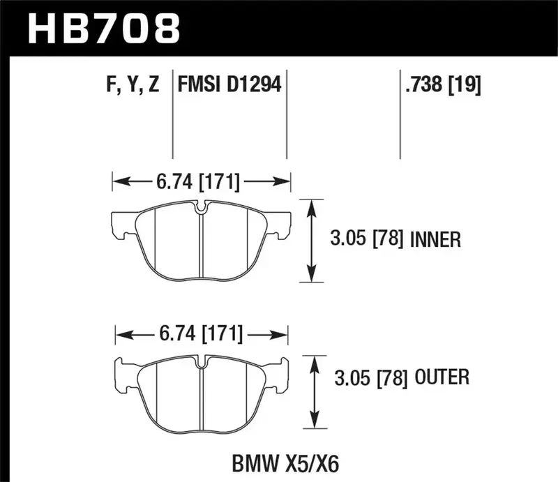 Hawk Performance Hb708Z.738 Ceramic Brake Pads – 0.738" Thickness, High-Performance Street Use 1