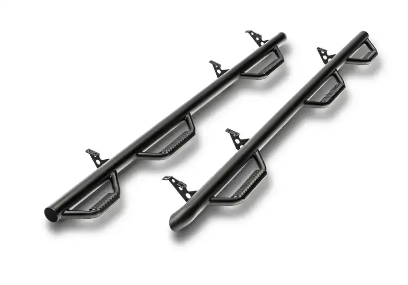 N-Fab N0487Qc-6-Tx Rocker Step System – Full-Length Nerf Bars With Bed Access Steps For 2004–2015 Nissan Titan (6'7" Bed, King Tx, Black) 1