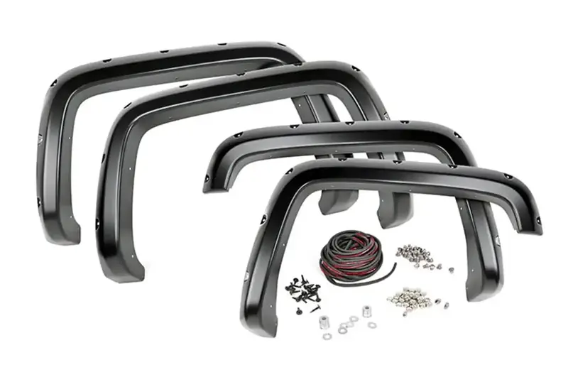 Rough Country Flat-Black Bolt-On Pocket Fender Flares With Rivets 1